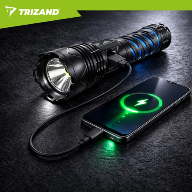 Ліхтарик тактичний Trizand 26949 1500 лм USB-C 5000 мАг Black (5900779961883)
