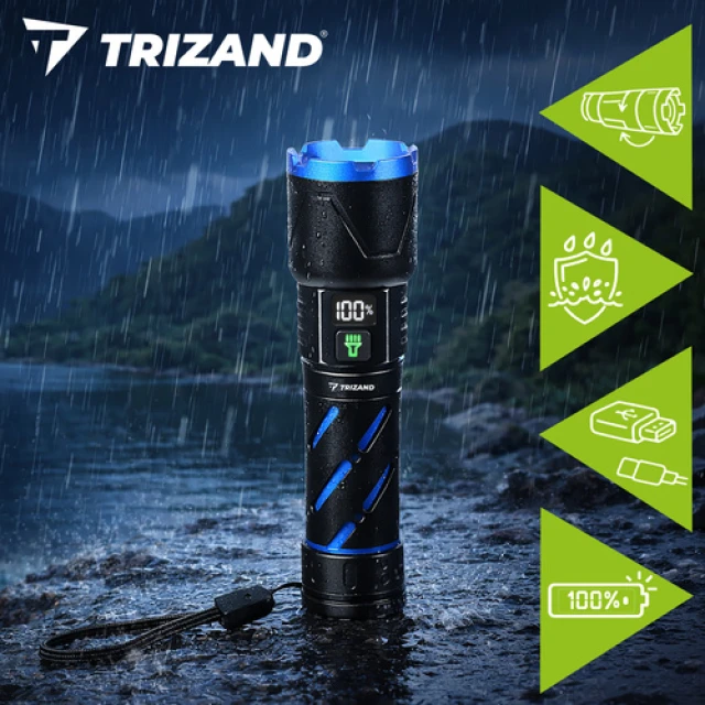Ліхтарик тактичний Trizand 26950 800 лм USB-C 5000 мАг Black (5900779961890)