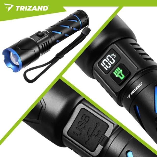 Ліхтарик тактичний Trizand 26950 800 лм USB-C 5000 мАг Black (5900779961890)