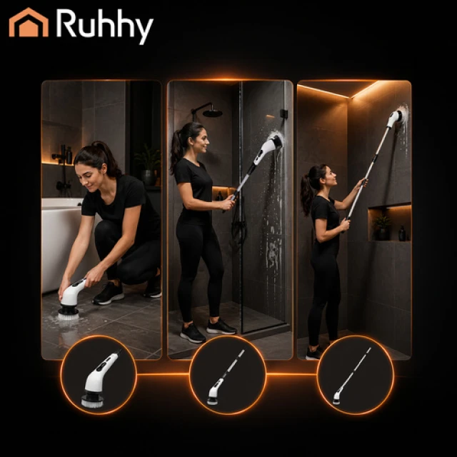 Електрична щітка для ванної Ruhhy 27015 USB 9 насадок (5900779961944)