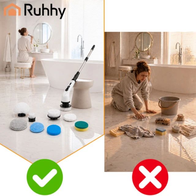 Електрична щітка для ванної Ruhhy 27015 USB 9 насадок (5900779961944)