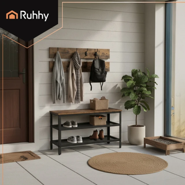 Стеллаж для обуви с вешалкой Ruhhy 73 см Brown (5900779962002)