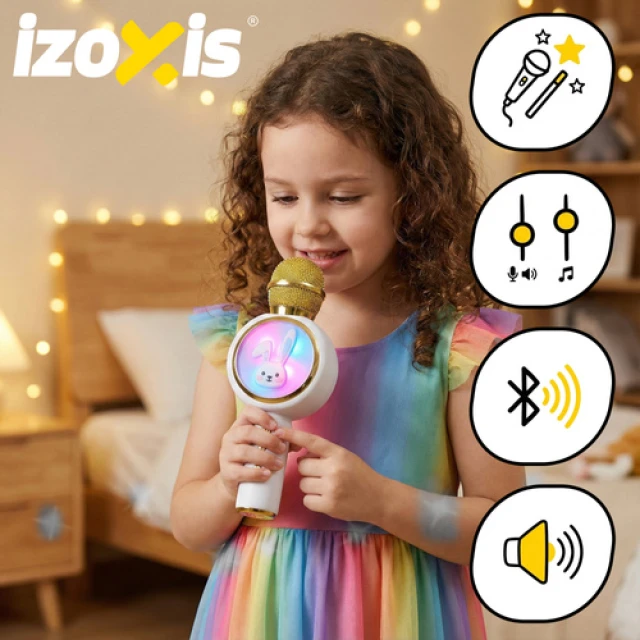 Микрофон караоке беспроводной Izoxis 27047 Bluetooth White (5900779962057)