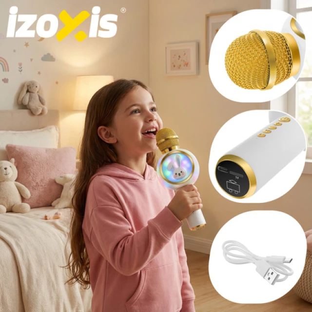 Микрофон караоке беспроводной Izoxis 27047 Bluetooth White (5900779962057)