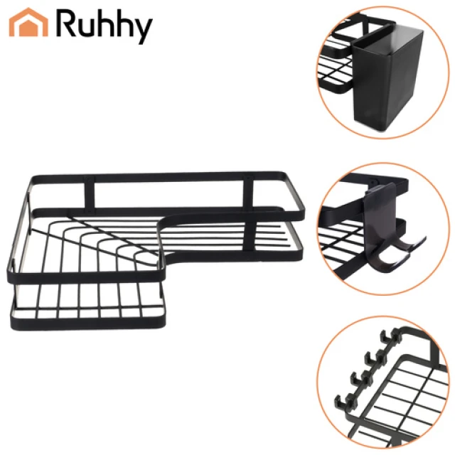 Кутова полиця для ванної кімнати Ruhhy 2 шт Black (5900779962156)