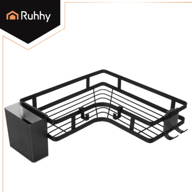 Кутова полиця для ванної кімнати Ruhhy 2 шт Black (5900779962156)