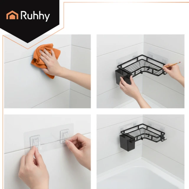 Кутова полиця для ванної кімнати Ruhhy 2 шт Black (5900779962156)