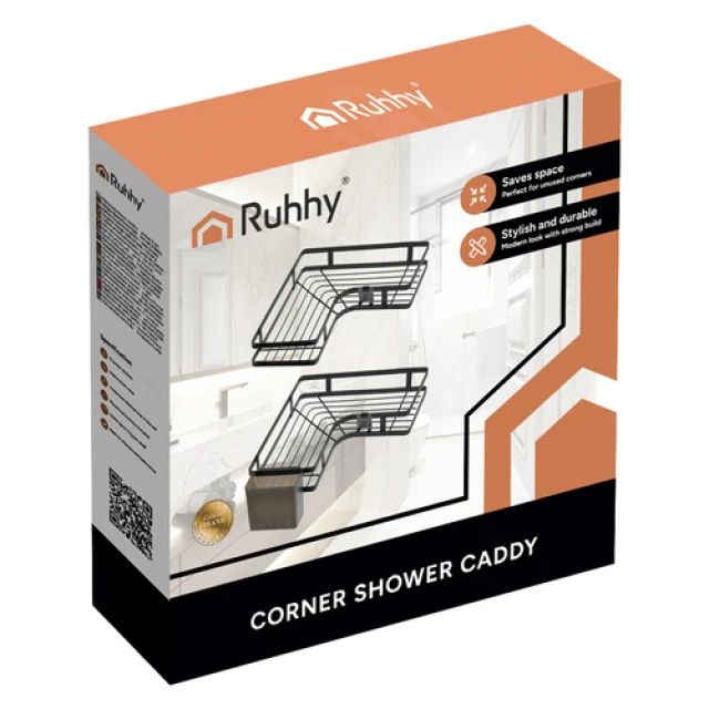 Кутова полиця для ванної кімнати Ruhhy 2 шт Black (5900779962156)