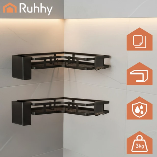 Кутова полиця для ванної кімнати Ruhhy 2 шт Black (5900779962156)