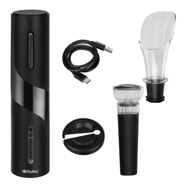 Електричний штопор Ruhhy 27312 з USB набір 4 предмети (5900779962484)