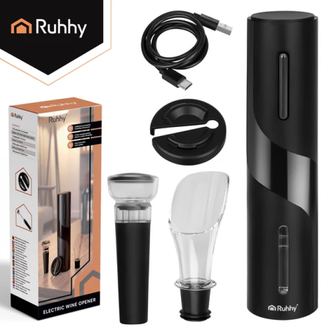 Електричний штопор Ruhhy 27312 з USB набір 4 предмети (5900779962484)