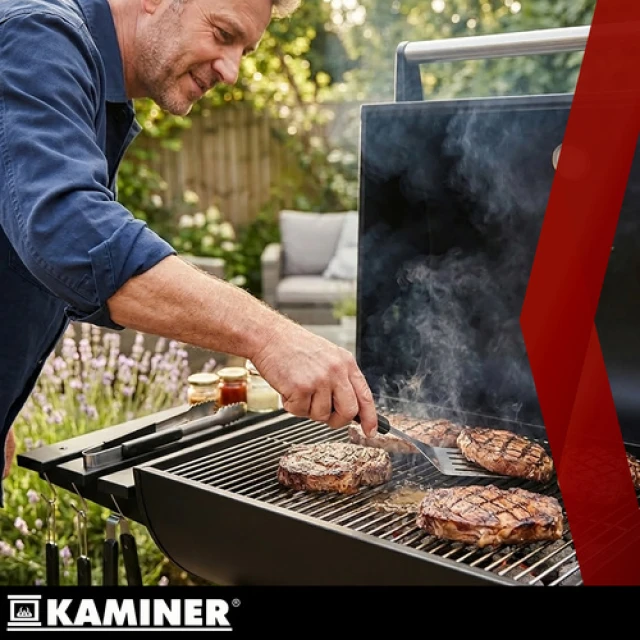 Садовий гриль вугільний з кришкою Kaminer 82x51x117 см (5900779962514)
