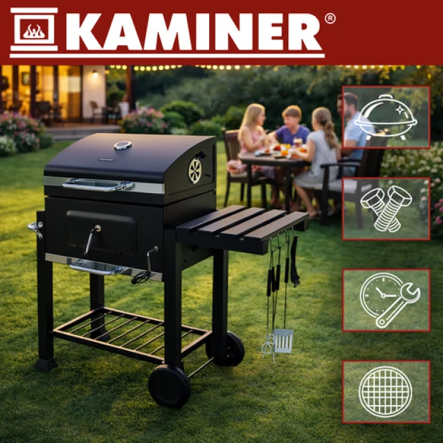 Садовий гриль вугільний з кришкою Kaminer 116x55x110 см (5900779962545)