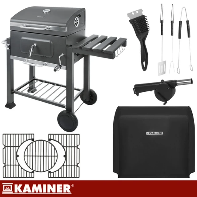 Садовий гриль вугільний з кришкою Kaminer 116x55x110 см (5900779962545)