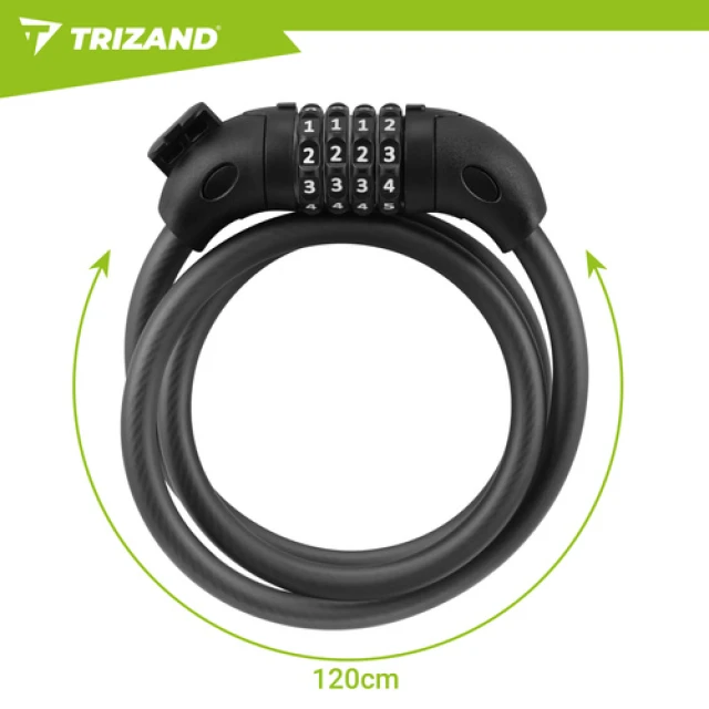 Велосипедний замок кодовий тросовий Trizand 120 см (5900779962644)
