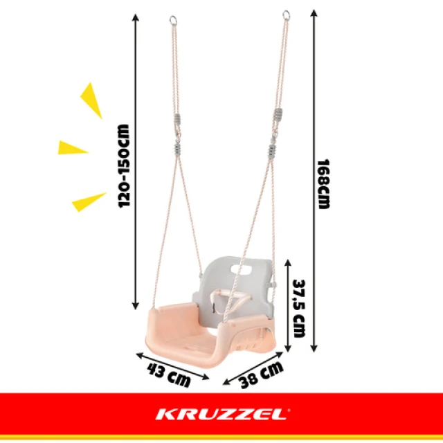 Гойдалка для дітей Kruzzel 3 в 1 Grey-Beige (5900779962767)