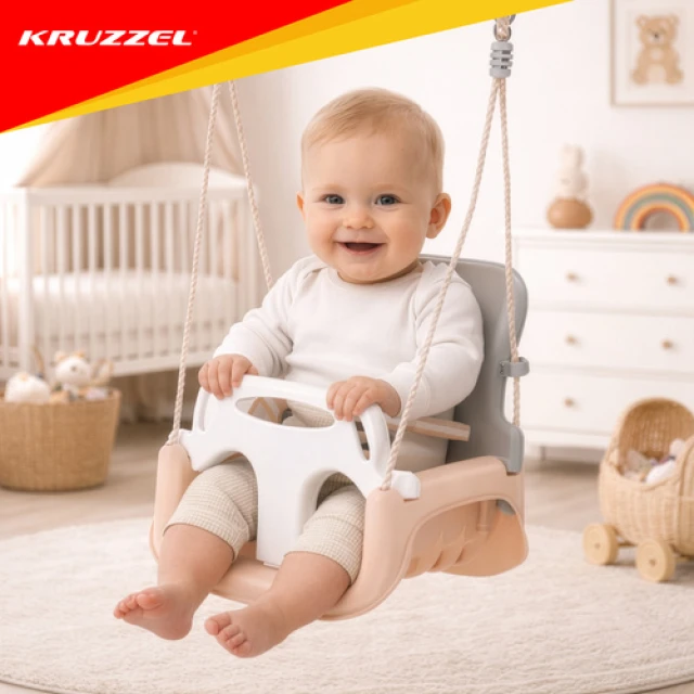 Гойдалка для дітей Kruzzel 3 в 1 Grey-Beige (5900779962767)