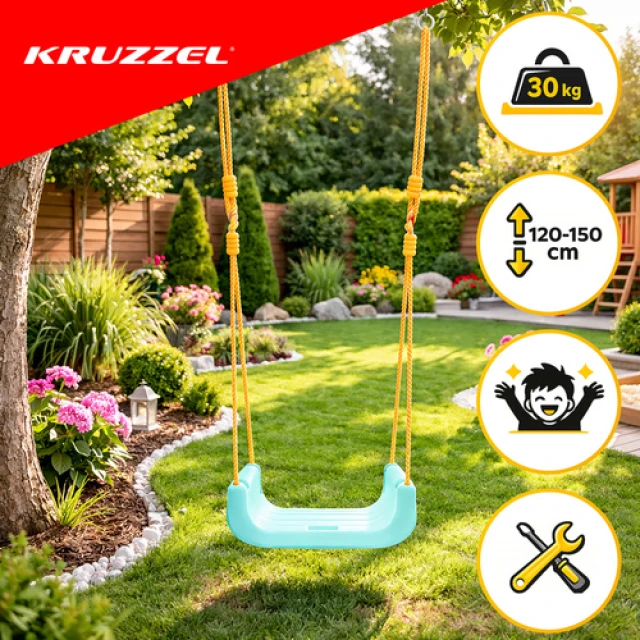 Гойдалка для дітей Kruzzel 3 в 1 Cream-Turquoise (5900779962781)