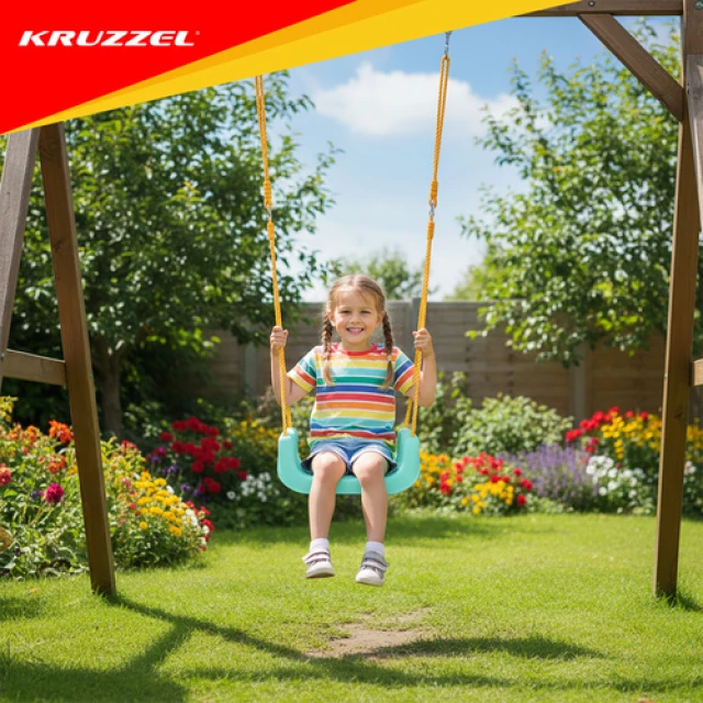 Гойдалка для дітей Kruzzel 3 в 1 Cream-Turquoise (5900779962781)