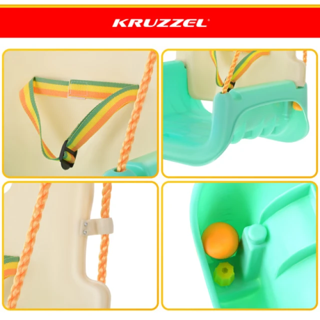 Гойдалка для дітей Kruzzel 3 в 1 Cream-Turquoise (5900779962781)
