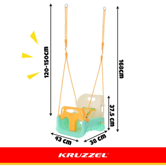 Гойдалка для дітей Kruzzel 3 в 1 Cream-Turquoise (5900779962781)