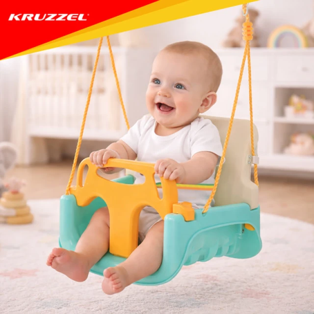 Гойдалка для дітей Kruzzel 3 в 1 Cream-Turquoise (5900779962781)