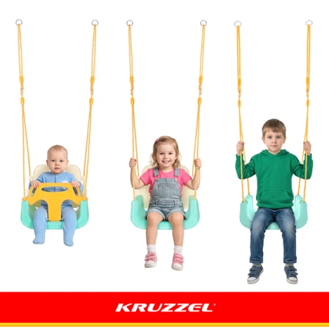 Гойдалка для дітей Kruzzel 3 в 1 Cream-Turquoise (5900779962781)
