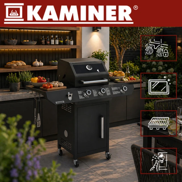 Газовий гриль Kaminer Varen Black 3.0 2+1 10 кВт Black (5900779963108)