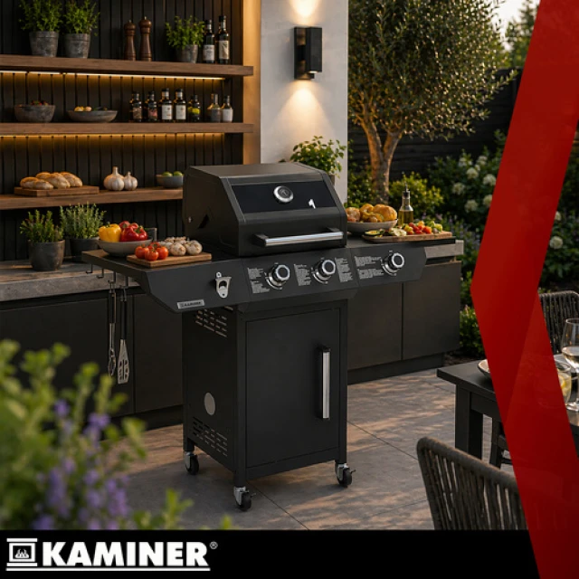 Газовий гриль Kaminer Varen Black 3.0 2+1 10 кВт Black (5900779963108)