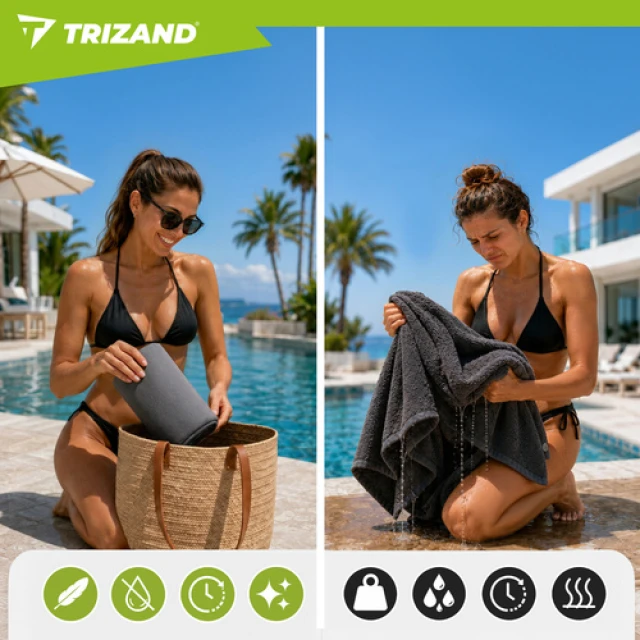 Полотенце быстросохнущее Trizand 180x100 см из микрофибры Grey (5900779963351)