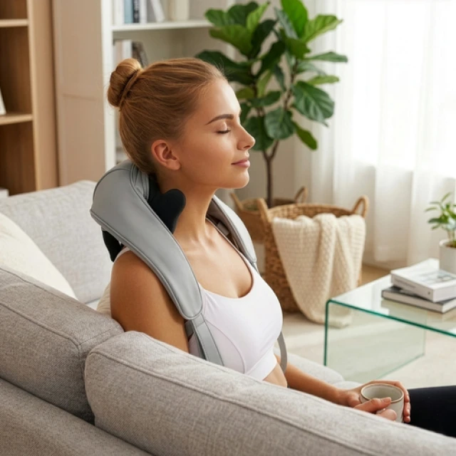 Масажер для шиї Isomedix Shiatsu 22,2 Вт з підігрівом LED USB-C (5900779963412)