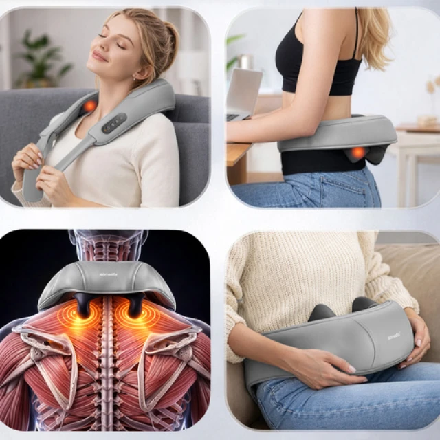 Масажер для шиї Isomedix Shiatsu 22,2 Вт з підігрівом LED USB-C (5900779963412)