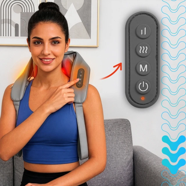 Масажер для шиї Isomedix Shiatsu 22,2 Вт з підігрівом LED USB-C (5900779963412)