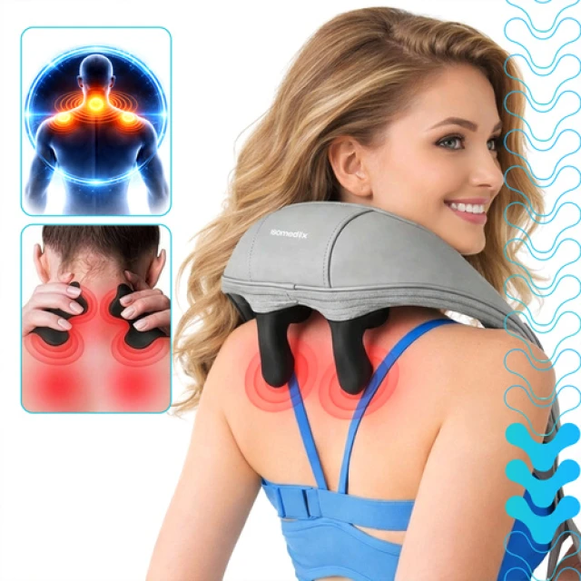 Масажер для шиї Isomedix Shiatsu 22,2 Вт з підігрівом LED USB-C (5900779963412)