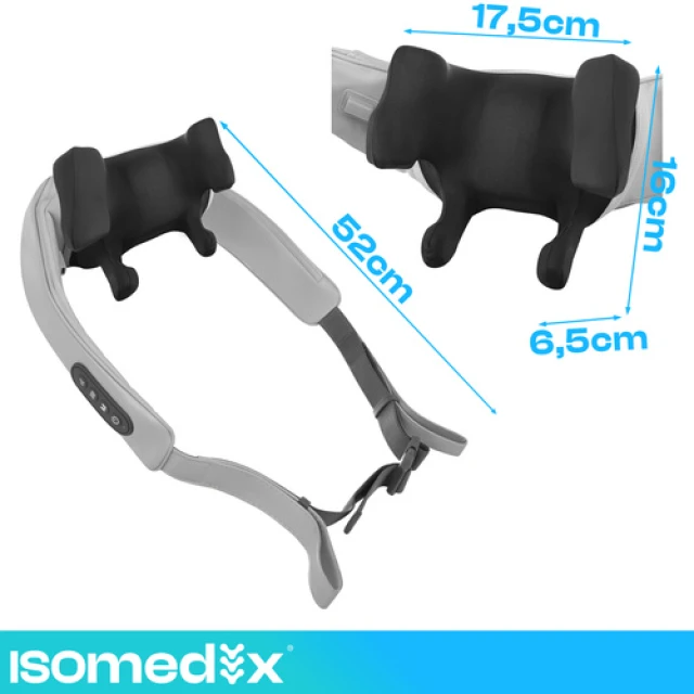 Масажер для шиї Isomedix Shiatsu 22,2 Вт з підігрівом LED USB-C (5900779963412)
