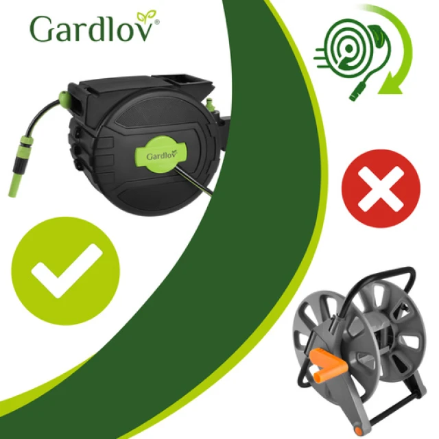 Котушка для шланга автоматична Gardlov 20 м з розпилювачем 7 режимів (5900779963580)