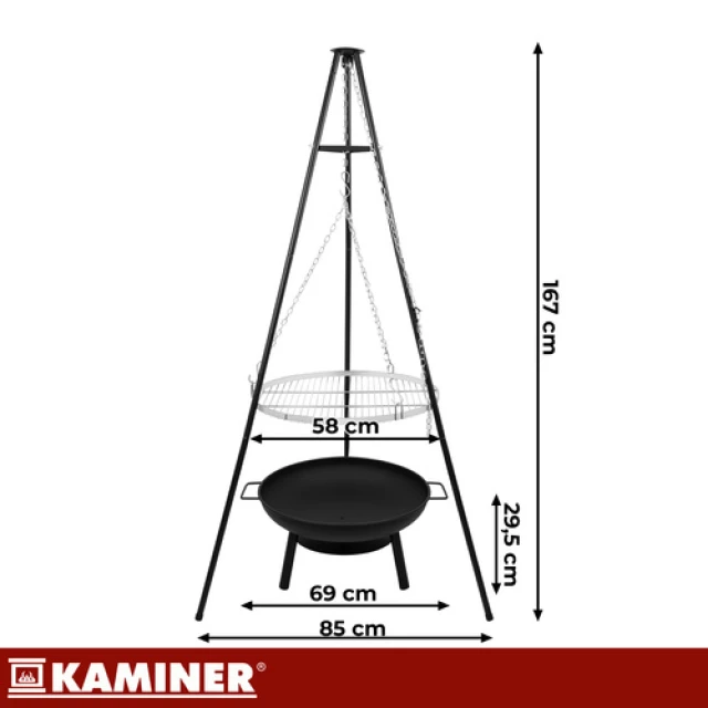 Садовий гриль на триноді Kaminer 167x58 см (5900779963658)