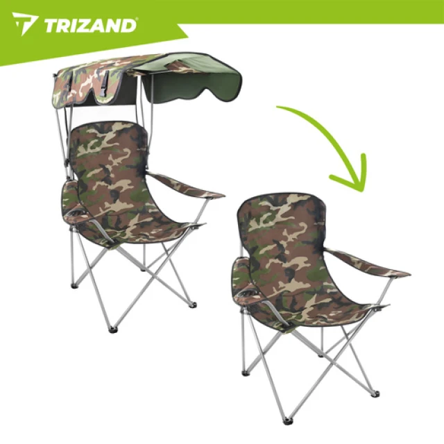 Крісло складне туристичне Trizand Panama з навісом Camouflage (5900779963672)