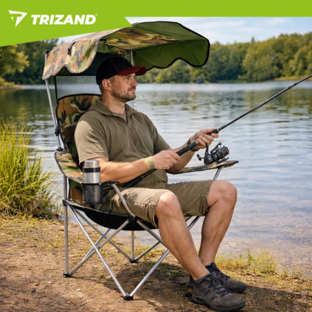 Крісло складне туристичне Trizand Panama з навісом Camouflage (5900779963672)