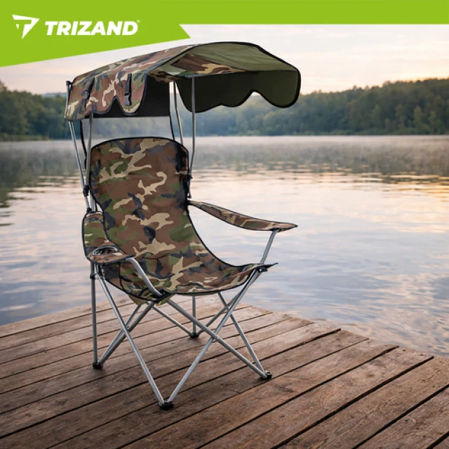 Крісло складне туристичне Trizand Panama з навісом Camouflage (5900779963672)