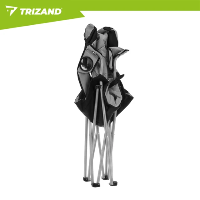 Крісло складне туристичне з підлокітниками Trizand Black/Grey (5900779963689)