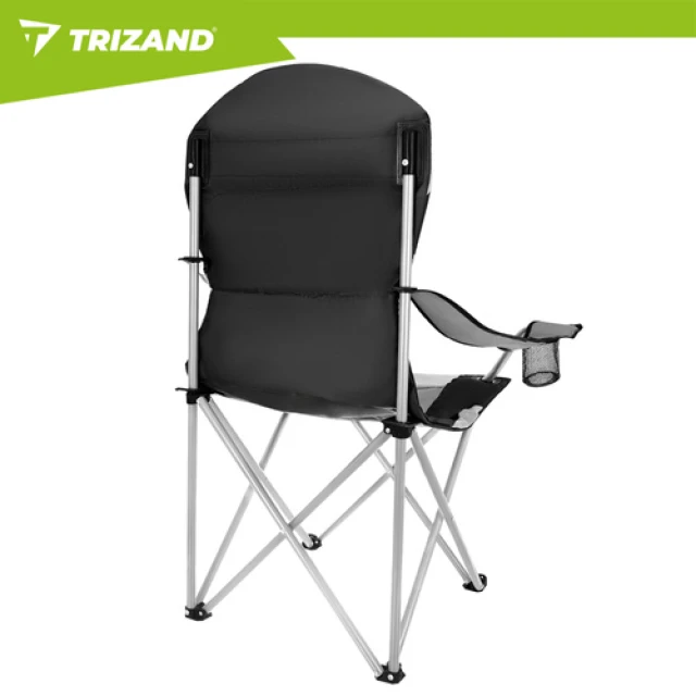 Крісло складне туристичне з підлокітниками Trizand Black/Grey (5900779963689)