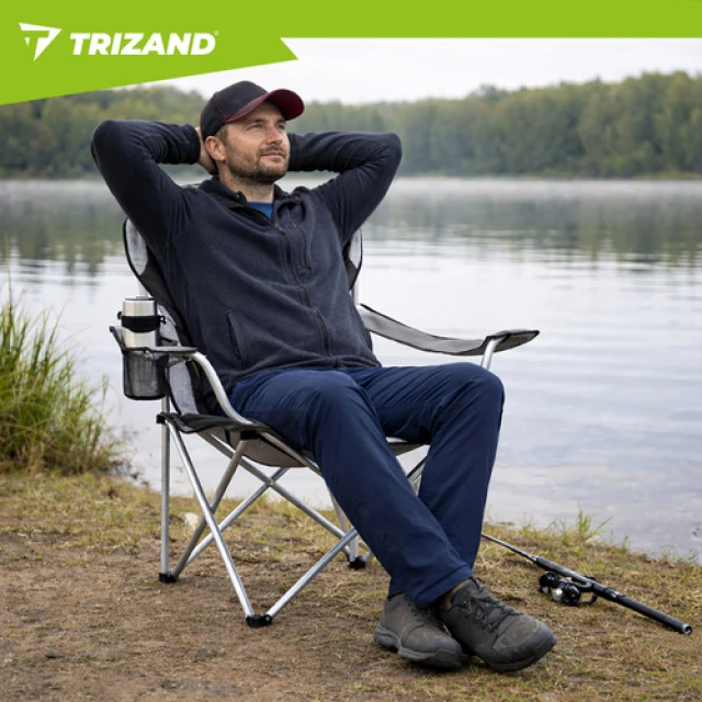 Крісло складне туристичне з підлокітниками Trizand Black/Grey (5900779963689)