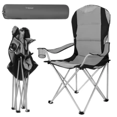 Крісло складне туристичне з підлокітниками Trizand Black/Grey (5900779963689)