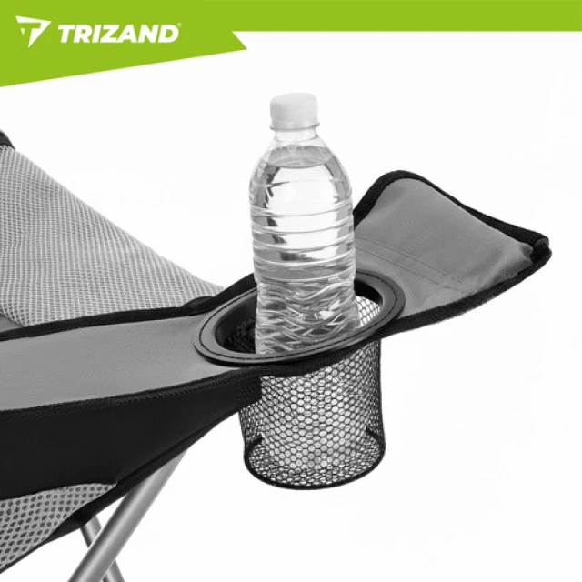 Крісло складне туристичне з підлокітниками Trizand Black/Grey (5900779963689)
