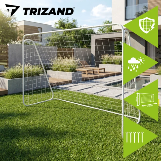 Футбольні ворота Trizand 213x150x90 см з сіткою (5900779963788)