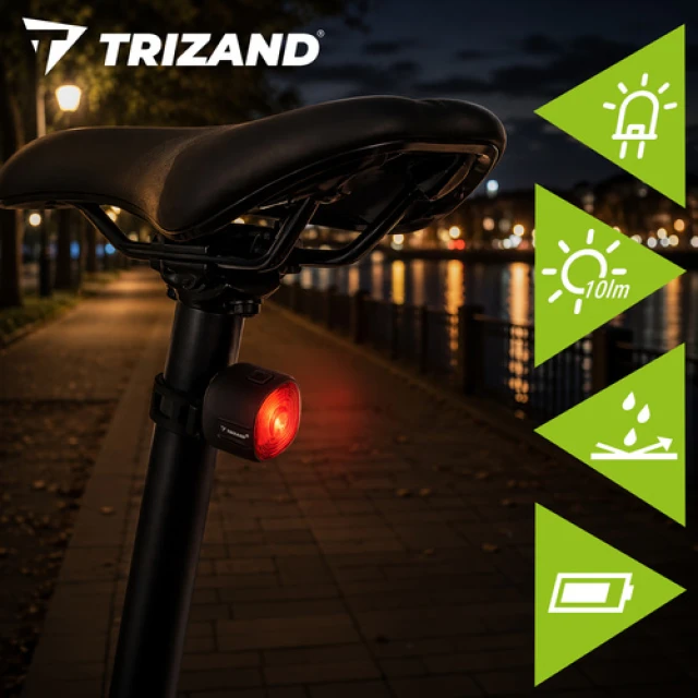 Ліхтар велосипедний задній Trizand LED USB 6 режимів IP66 Red (5900779963917)