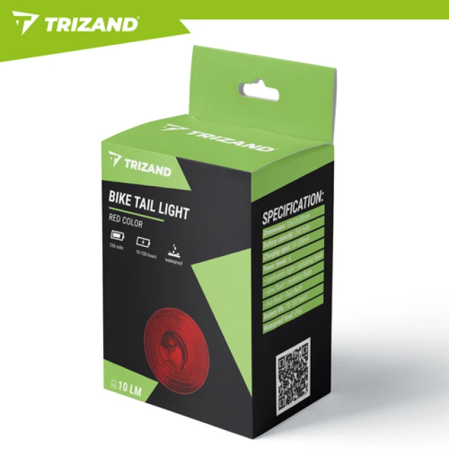 Ліхтар велосипедний задній Trizand LED USB 6 режимів IP66 Red (5900779963917)