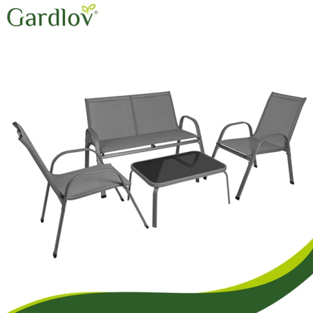 Комплект садових меблів диван Gardlov 2 крісла балконний столик 4 місця Grey (5900779964075)