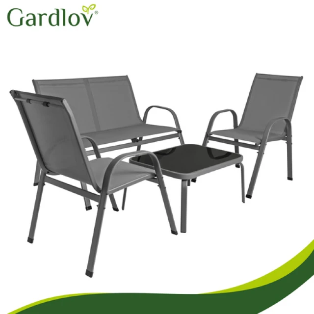 Комплект садових меблів диван Gardlov 2 крісла балконний столик 4 місця Grey (5900779964075)